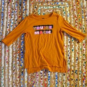 Old Navy Girls You're Magic 3/4 Sleeve Top Gold Glitter Pink Purple Size Small